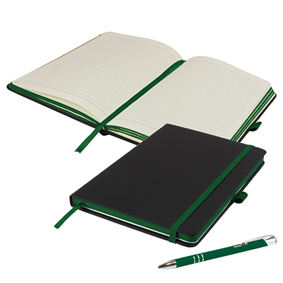 Image of DeNiro Edge A5 Lined Soft Touch Black PU Notebook with Contrasting Features